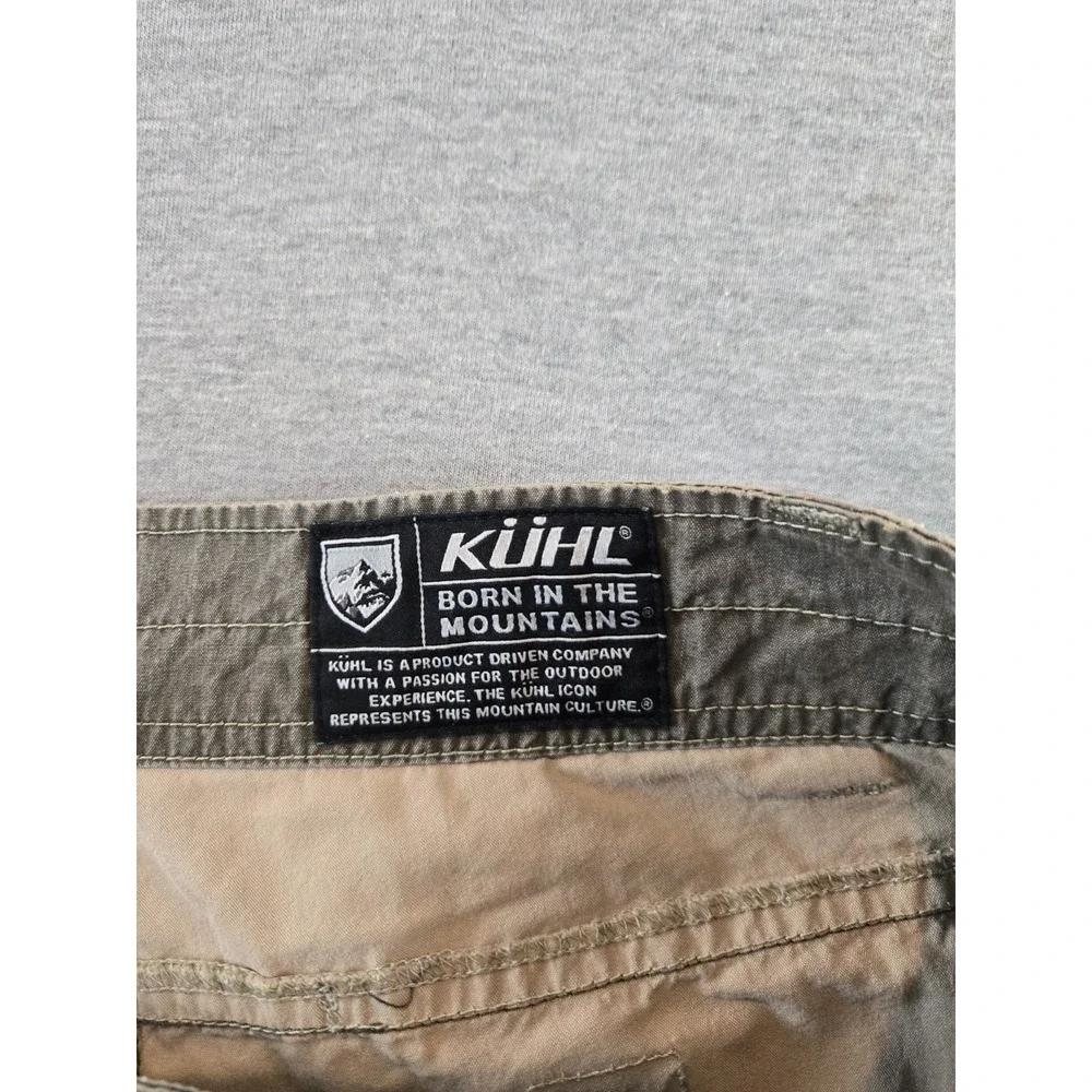 Kuhl Shorts Men's 34 Olive Ramblr Vintage Patina Dye Cargo Hike Climb Camp‎ 10" - Picture 3 of 16